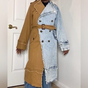 AKIRA Denim and Tan Trench Coat